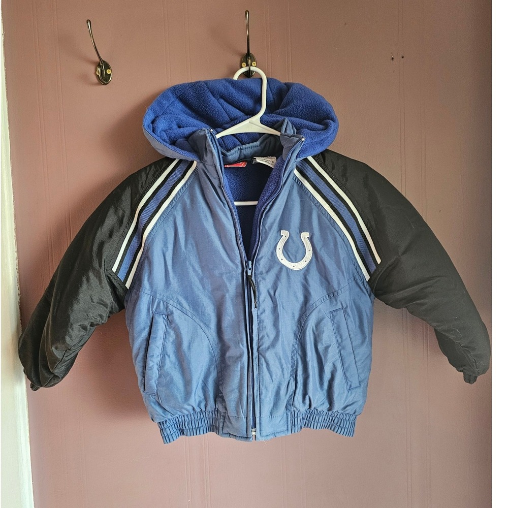 Y2k Reebok Indianapolis‎ Colts NFL Kids Puffer Jacket Blue Black Size Medium 5/6